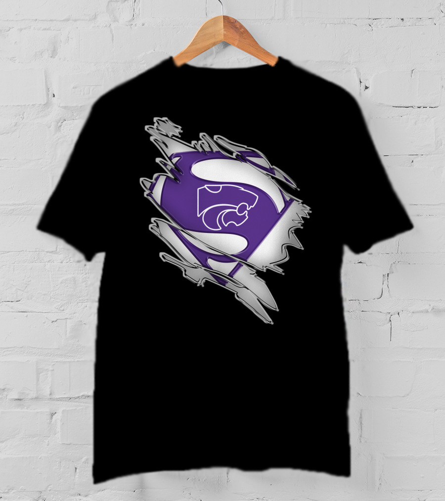 Kansas State Wildcats Superman Logo Scratch Effect T-Shirt