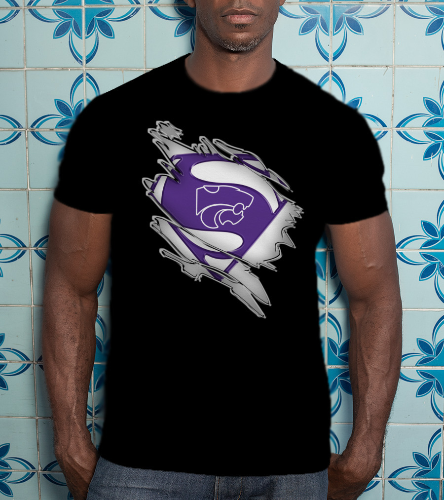 Kansas State Wildcats Superman Logo Scratch Effect T-Shirt