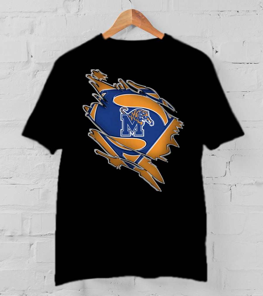 Memphis Tigers Superman Logo Rip T-Shirt