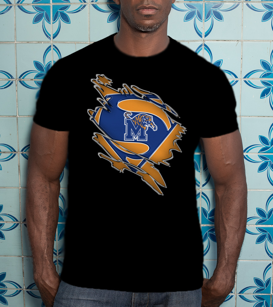 Memphis Tigers Superman Logo Rip T-Shirt