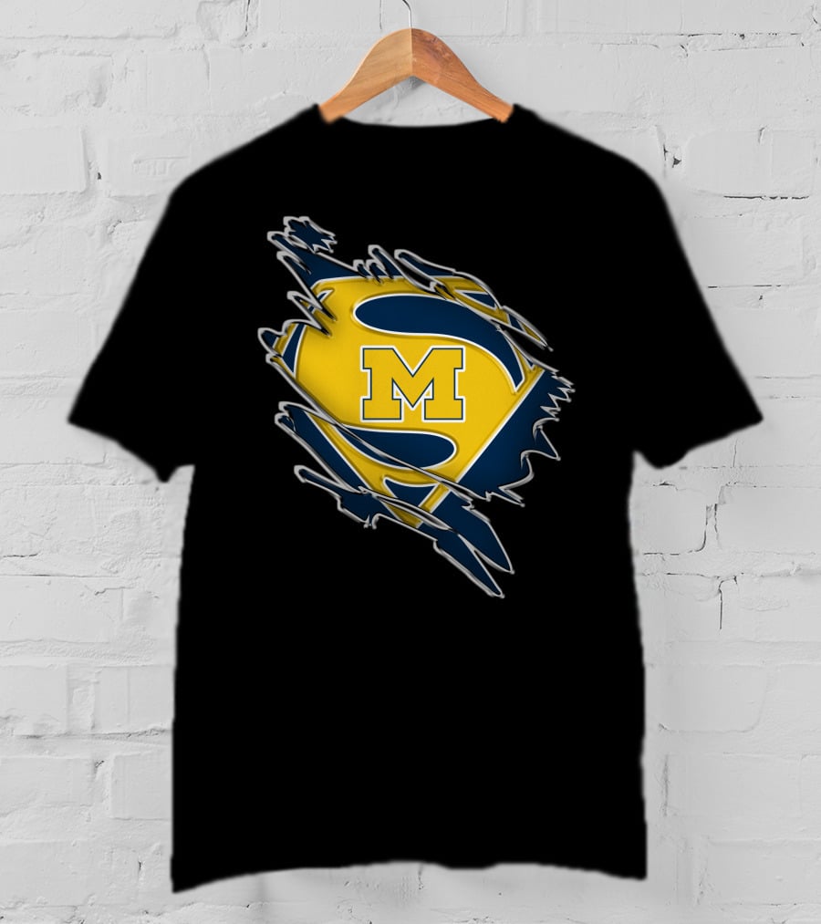 Michigan Wolverines Superman Logo Combination T-Shirt
