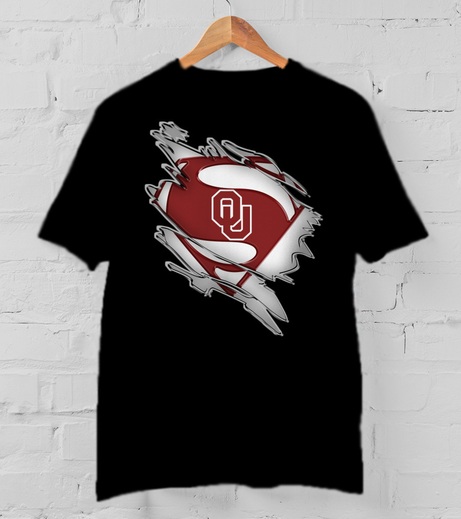 Oklahoma Sooners Superman OU Logo Emblem T-Shirt