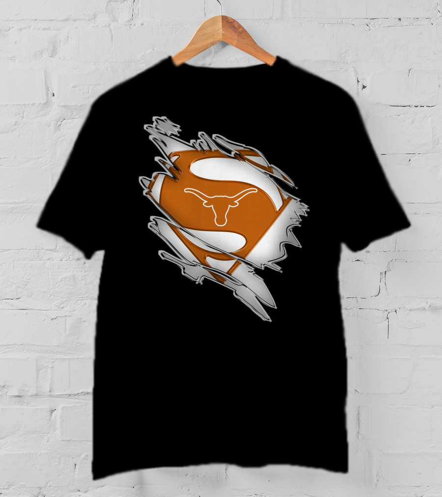 Texas Longhorns Superman Logo Rip T-Shirt