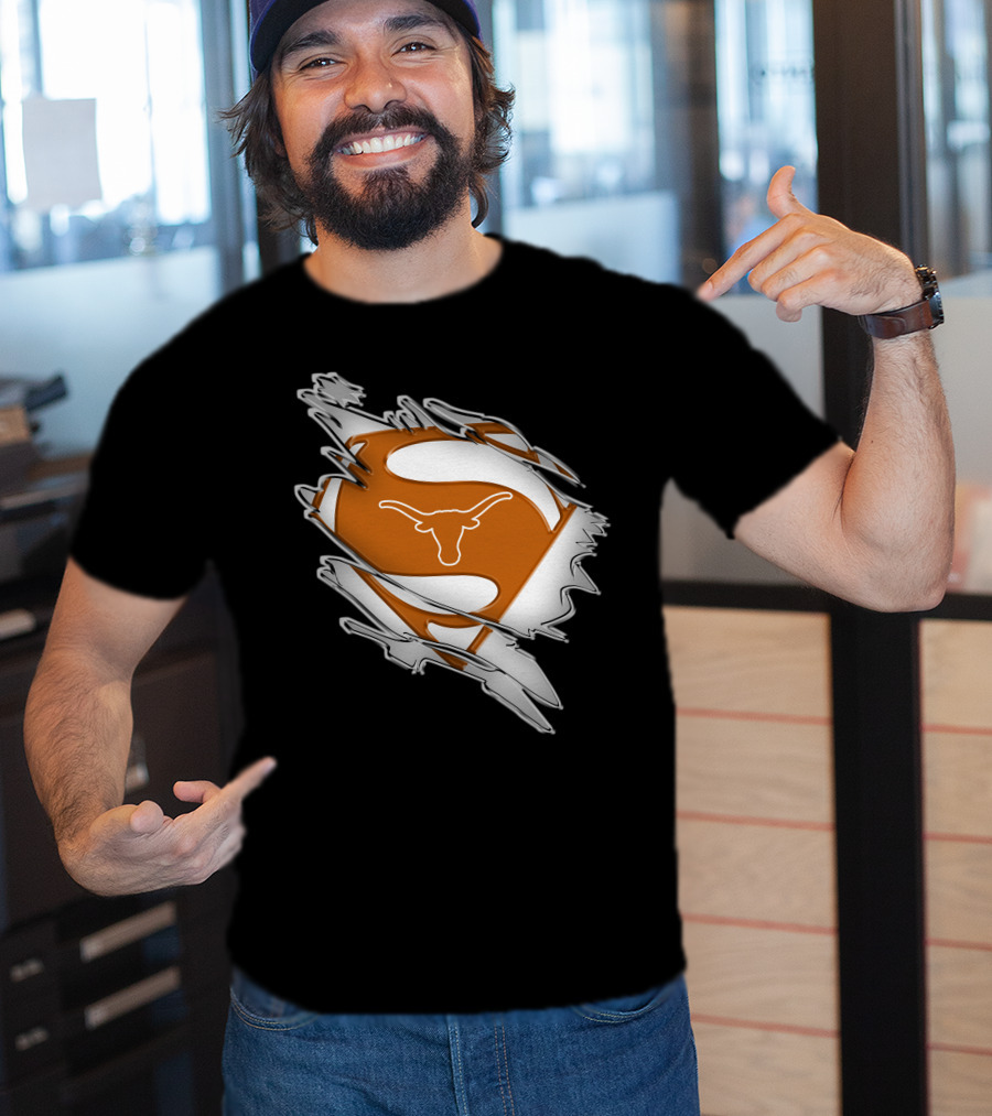 Texas Longhorns Superman Logo Rip T-Shirt