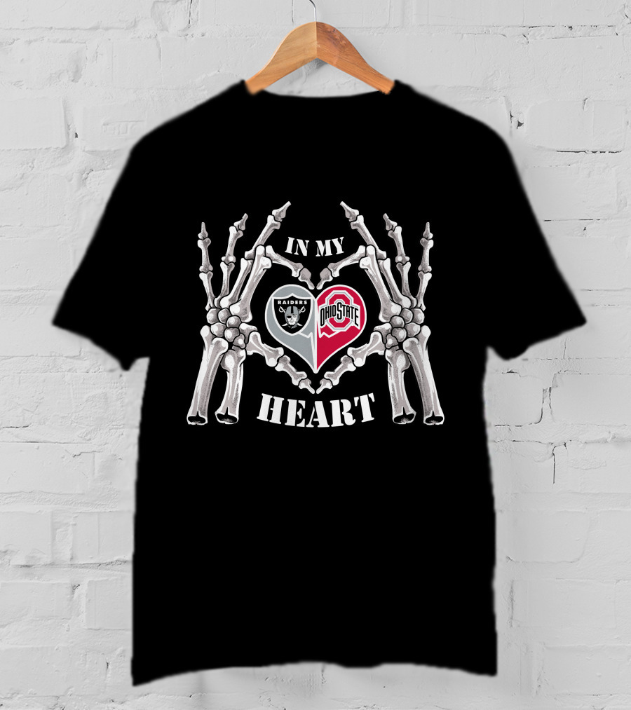 Raiders Ohio State In My Heart Skeleton Hands T-Shirt