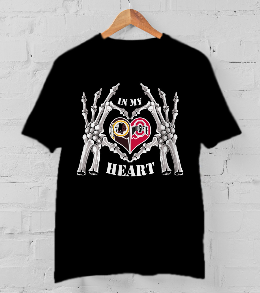 In My Heart Washington Redskins Ohio State Buckeyes Skeleton Halloween T-Shirt