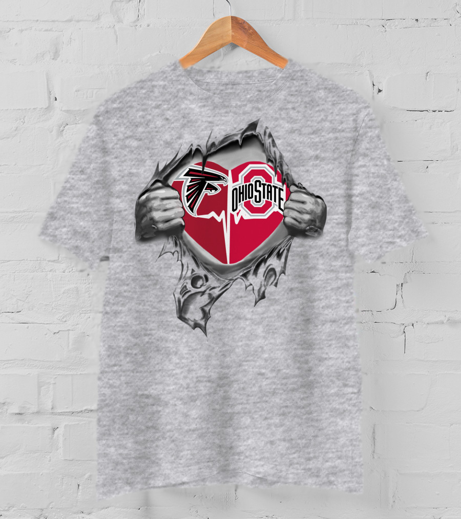 Atlanta Falcons Ohio State Buckeyes Heart Torn T-Shirt