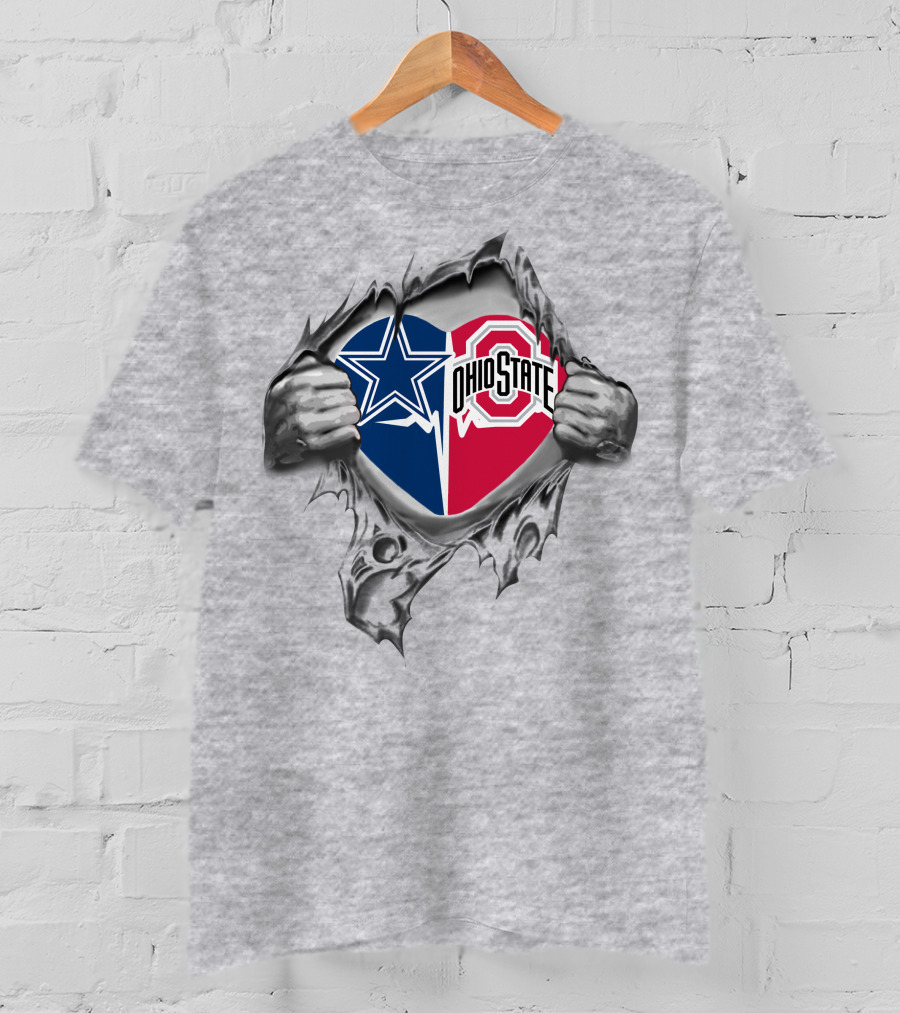 Dallas Cowboys Ohio State Buckeyes Heart T-Shirt
