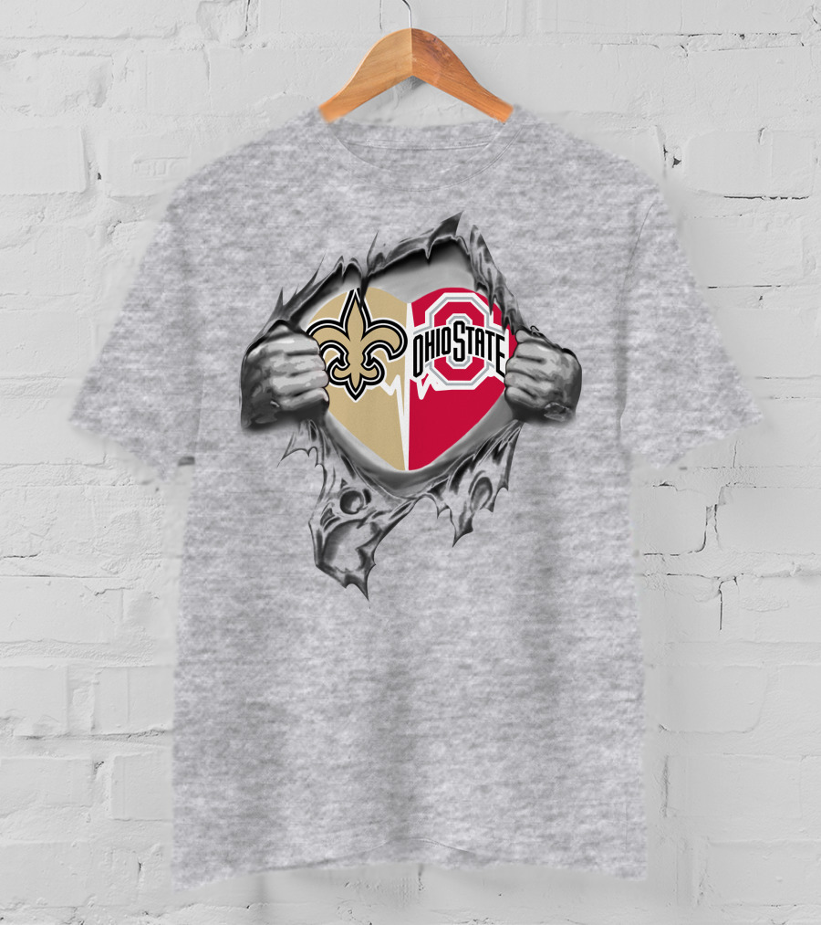 New Orleans Saints Ohio State Buckeyes Fan Crossover T-Shirt