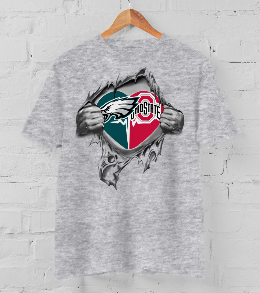 Philadelphia Eagles Ohio State Buckeyes Heart T-Shirt