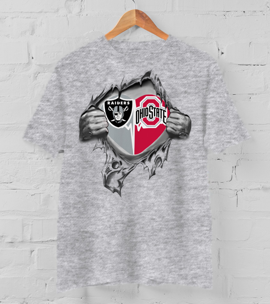 Raiders Ohio State Buckeyes Logo Ripped T-Shirt