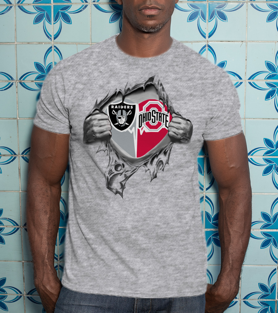 Raiders Ohio State Buckeyes Logo Ripped T-Shirt