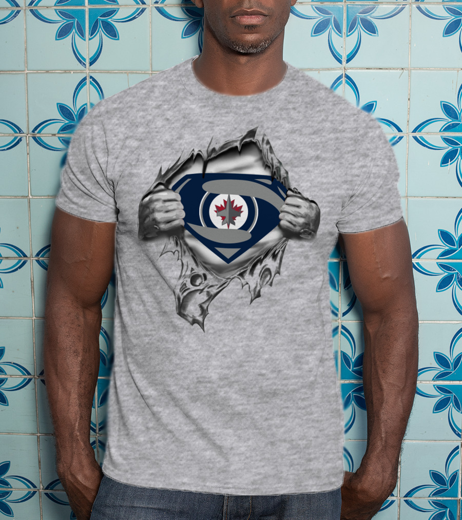 Winnipeg Jets Superhero Logo Reveal T-Shirt