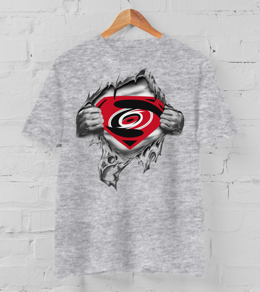 Carolina Hurricanes Superman Logo Busting Through T-Shirt