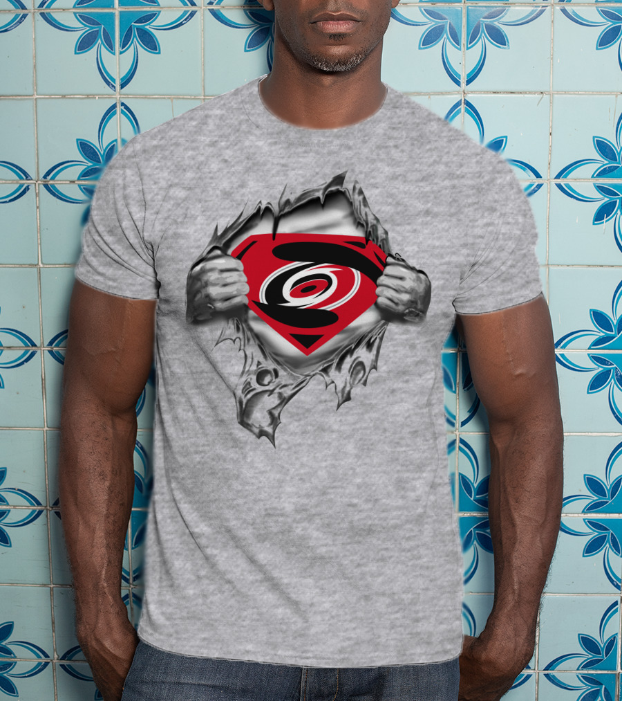 Carolina Hurricanes Superman Logo Busting Through T-Shirt