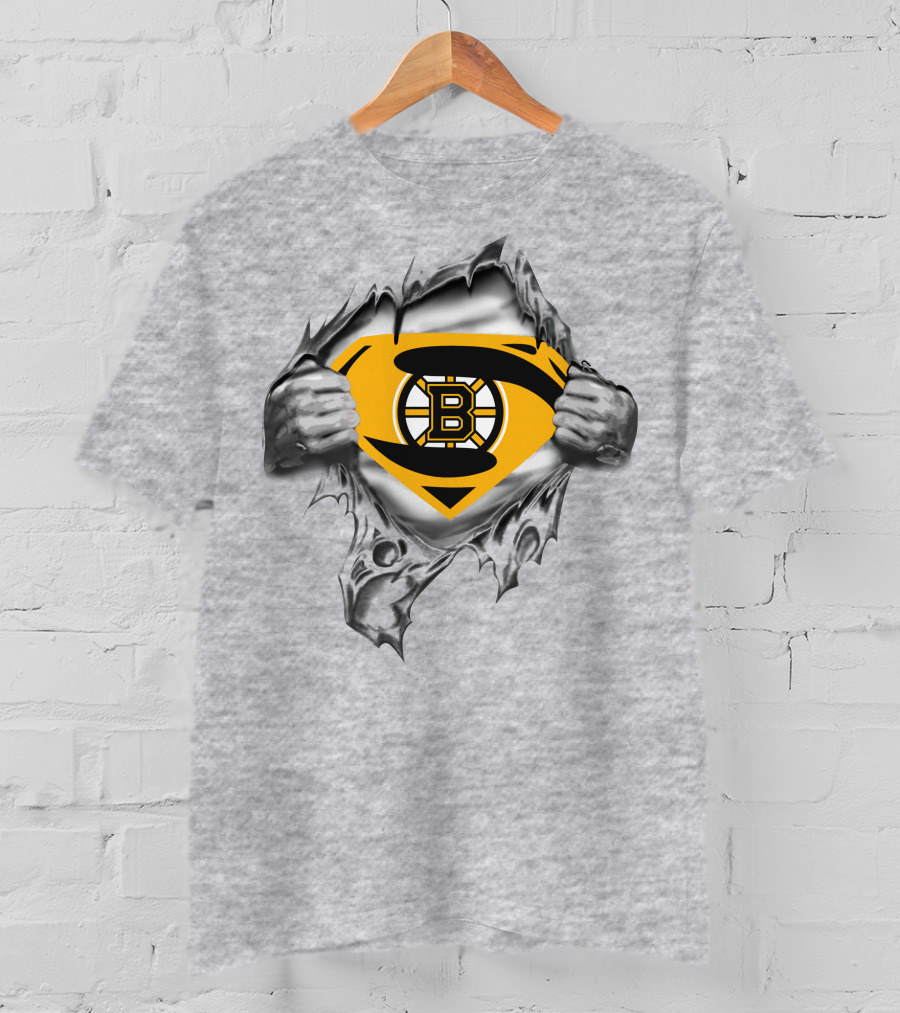 Boston Bruins Superman Logo Reveal T-Shirt