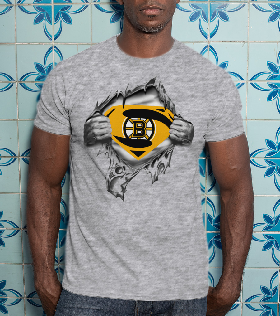 Boston Bruins Superman Logo Reveal T-Shirt
