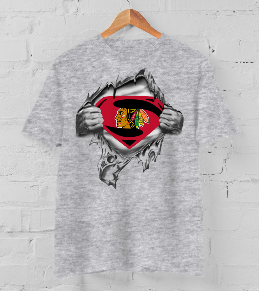 Chicago Blackhawks Superman Logo Tear T-Shirt