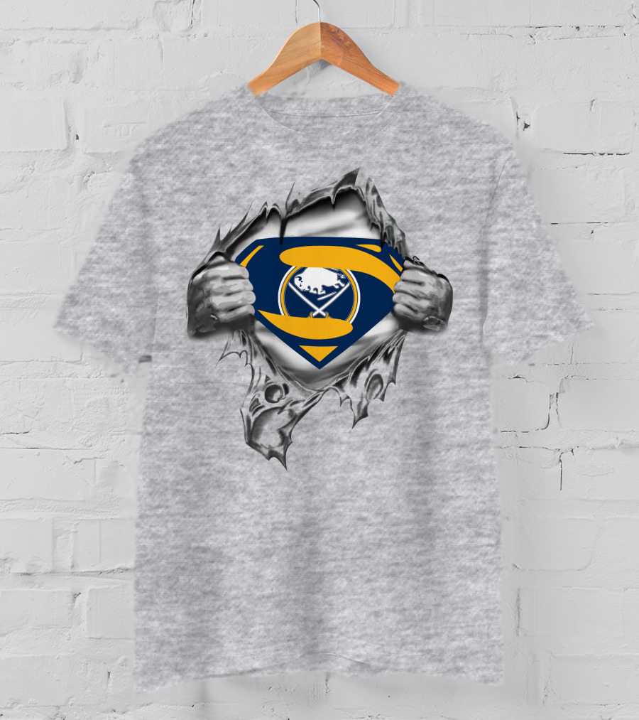 Buffalo Sabres Superman Logo Emblem With Torn Effect T-Shirt