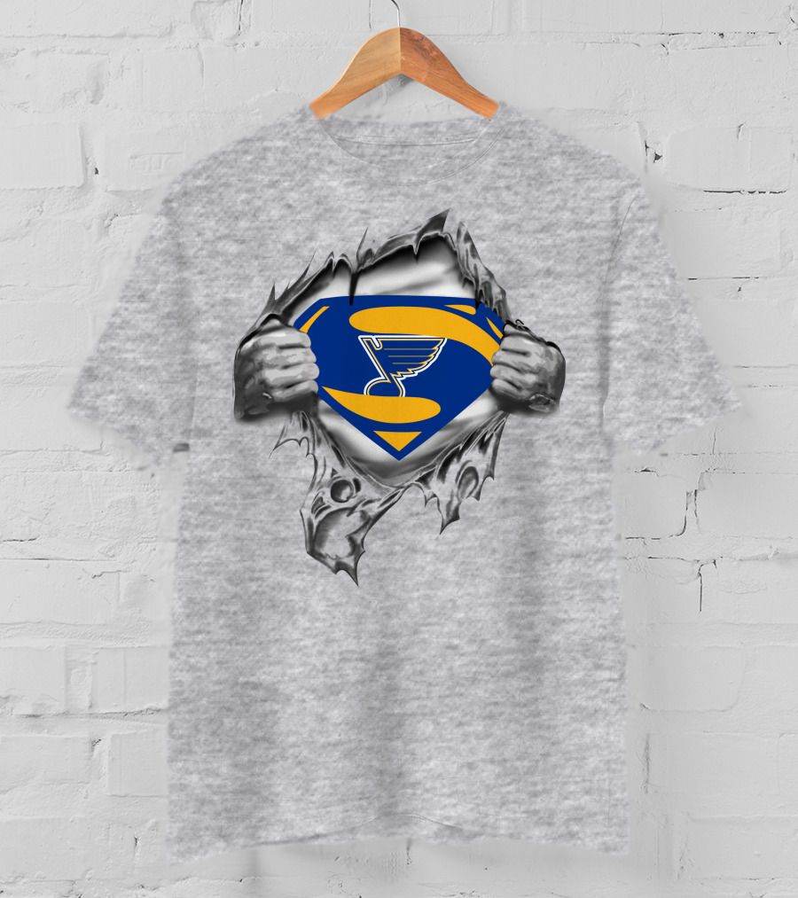 St Louis Blues Superman Emblem Tear T-Shirt