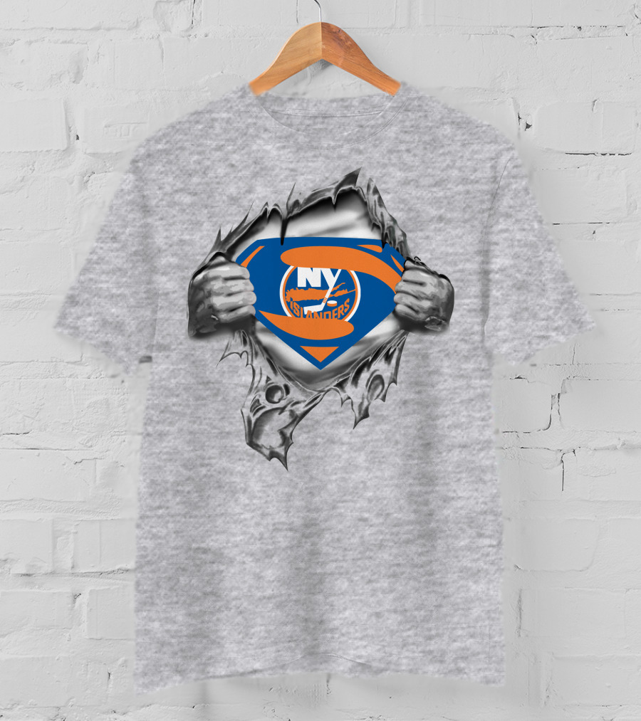 New York Islanders Superman Shield Logo Burst T-Shirt