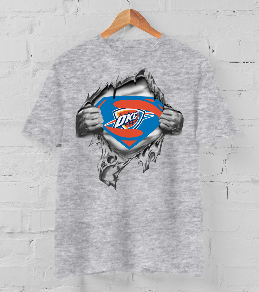 Oklahoma City Thunder Superhero Logo Fusion T-Shirt