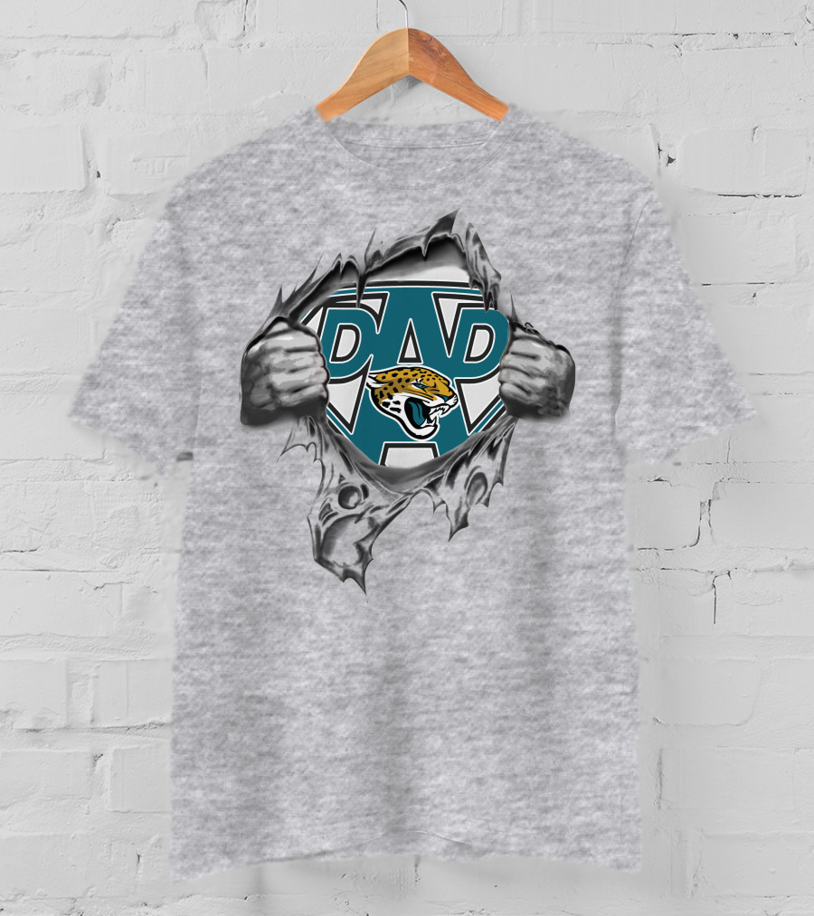 Super Dad Jacksonville Jaguars Fan Logo With Claw Tear Effect T-Shirt