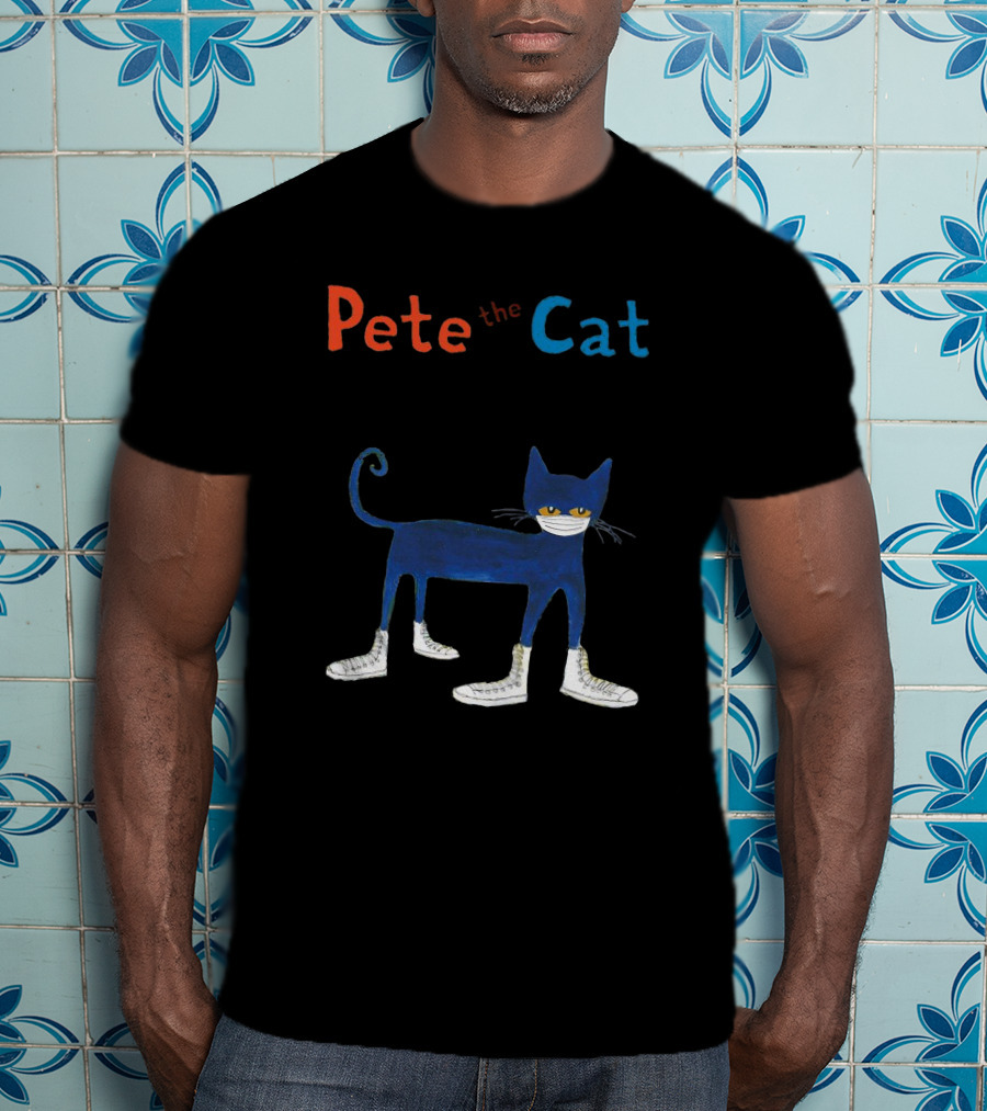 Pete The Cat Wearing White Mask And Sneakers T-Shirt