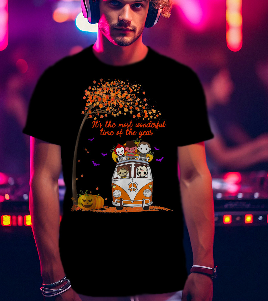 Horror Characters Halloween Road Trip Most Wonderful Time Of The Year T-Shirt