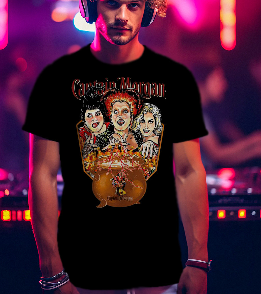 Captain Morgan Halloween Hocus Pocus Witches Cauldron T-Shirt