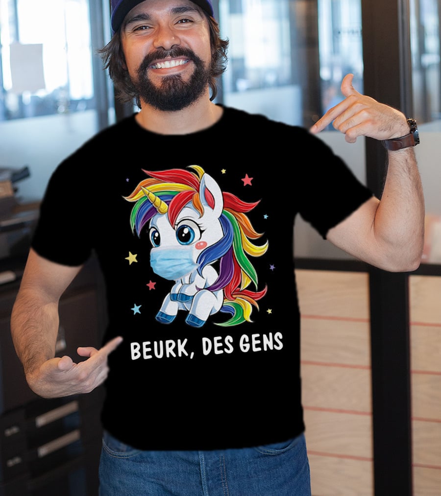 Licorne Arc-en-Ciel Masque Beurk Des Gens Étoiles T-Shirt