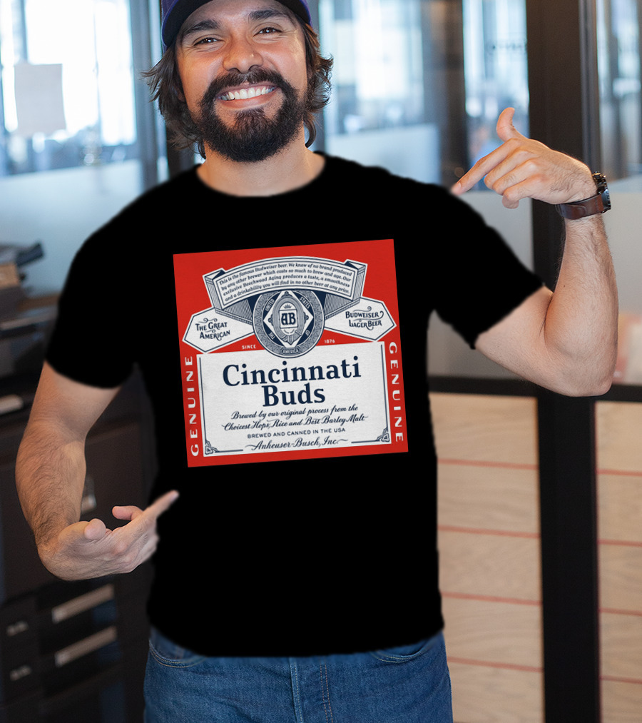 Cincinnati Buds Budweiser Lager Beer Label Genuine Anheuser Busch T-Shirt