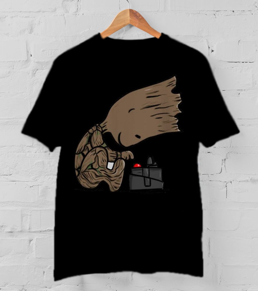 Pea Groots Guardians Of The Galaxy Cute Cartoon Character With Button T-Shirt