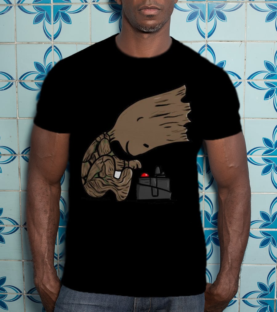 Pea Groots Guardians Of The Galaxy Cute Cartoon Character With Button T-Shirt