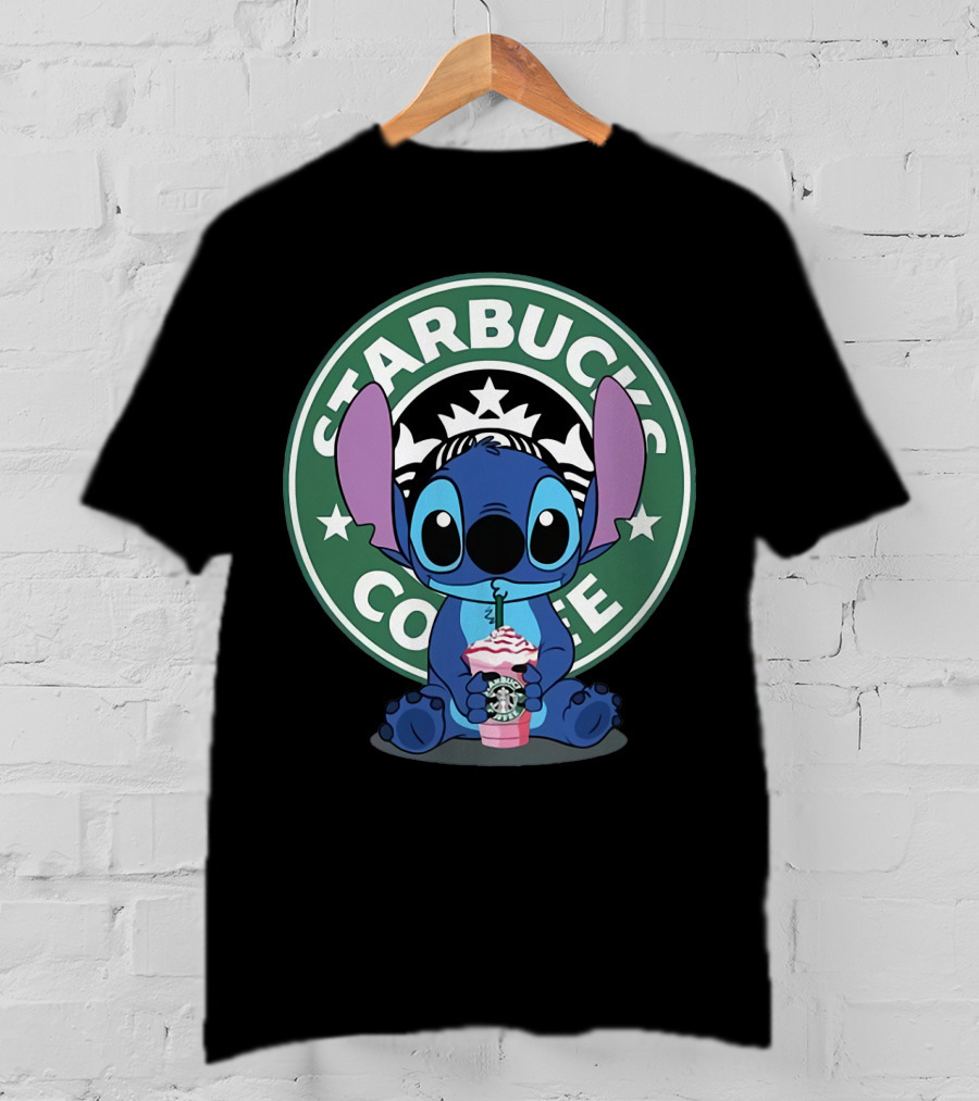 Stitch Drinking Starbucks Coffee T-Shirt