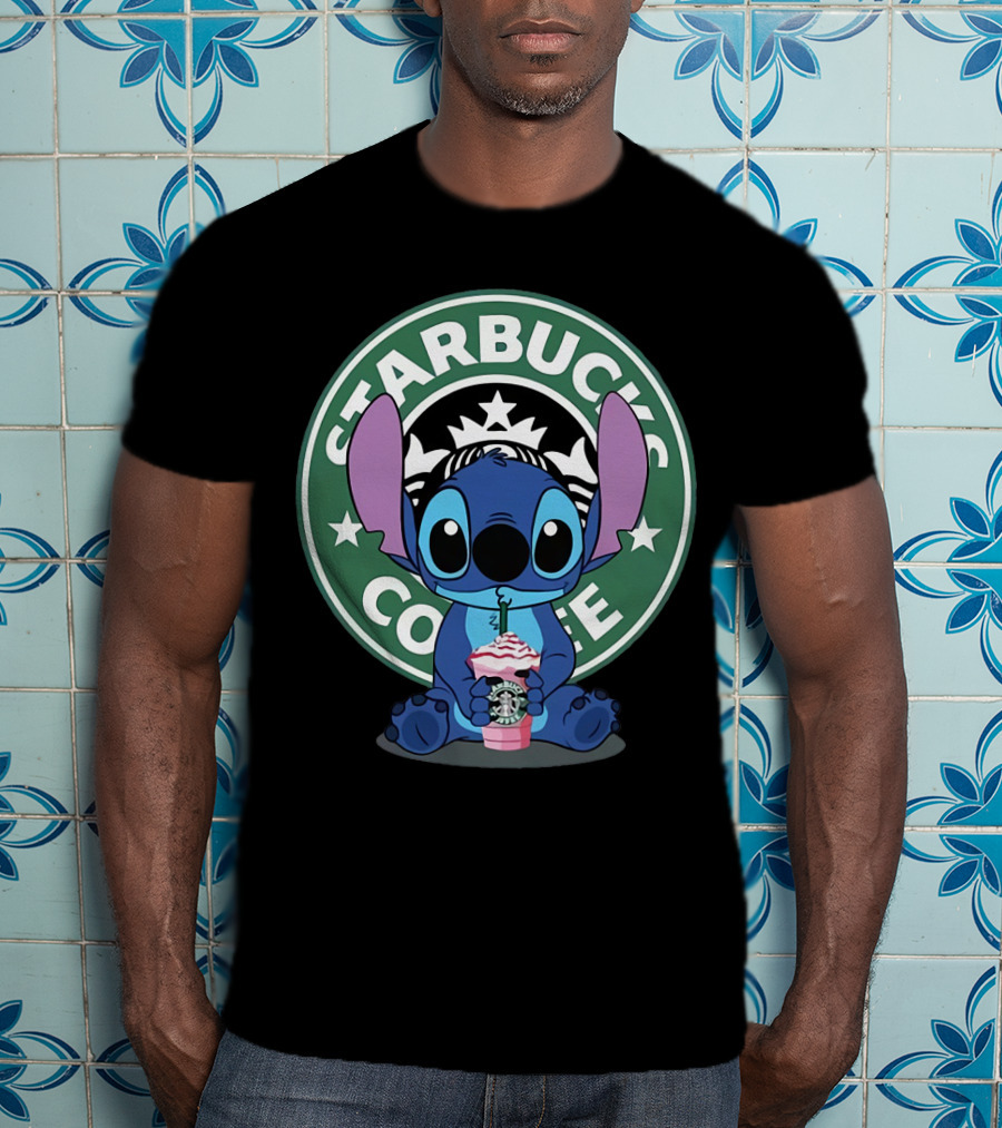 Stitch Drinking Starbucks Coffee T-Shirt
