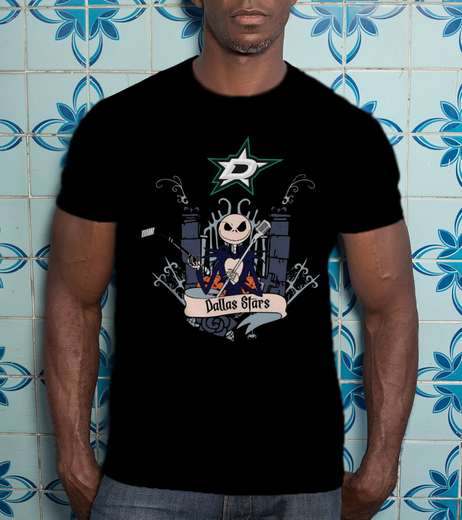 Dallas Stars Halloween Jack Skellington Hockey T-Shirt