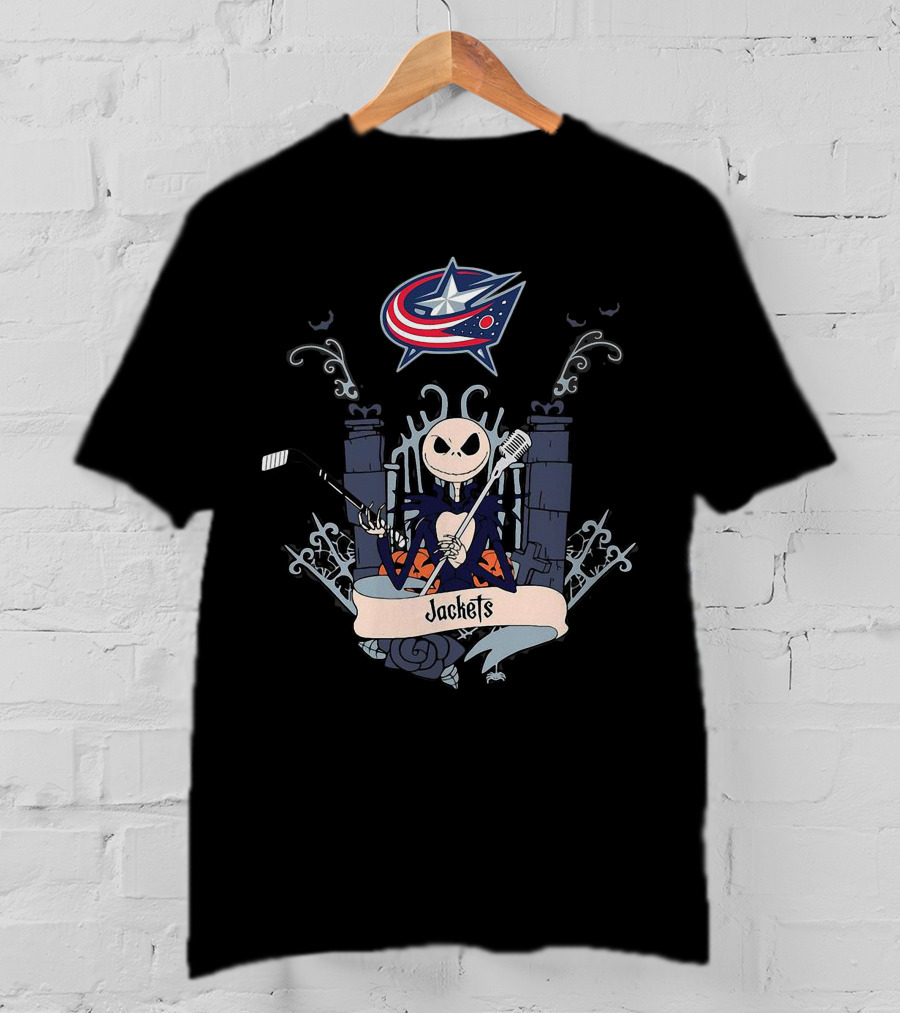Halloween Jack Skellington Columbus Blue Jackets Hockey T-Shirt