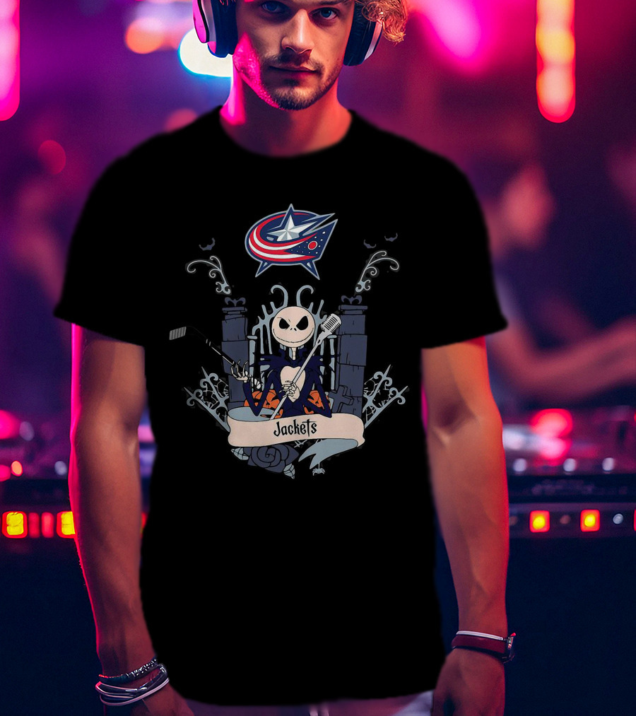 Halloween Jack Skellington Columbus Blue Jackets Hockey T-Shirt