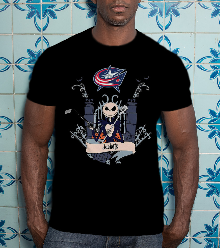 Halloween Jack Skellington Columbus Blue Jackets Hockey T-Shirt