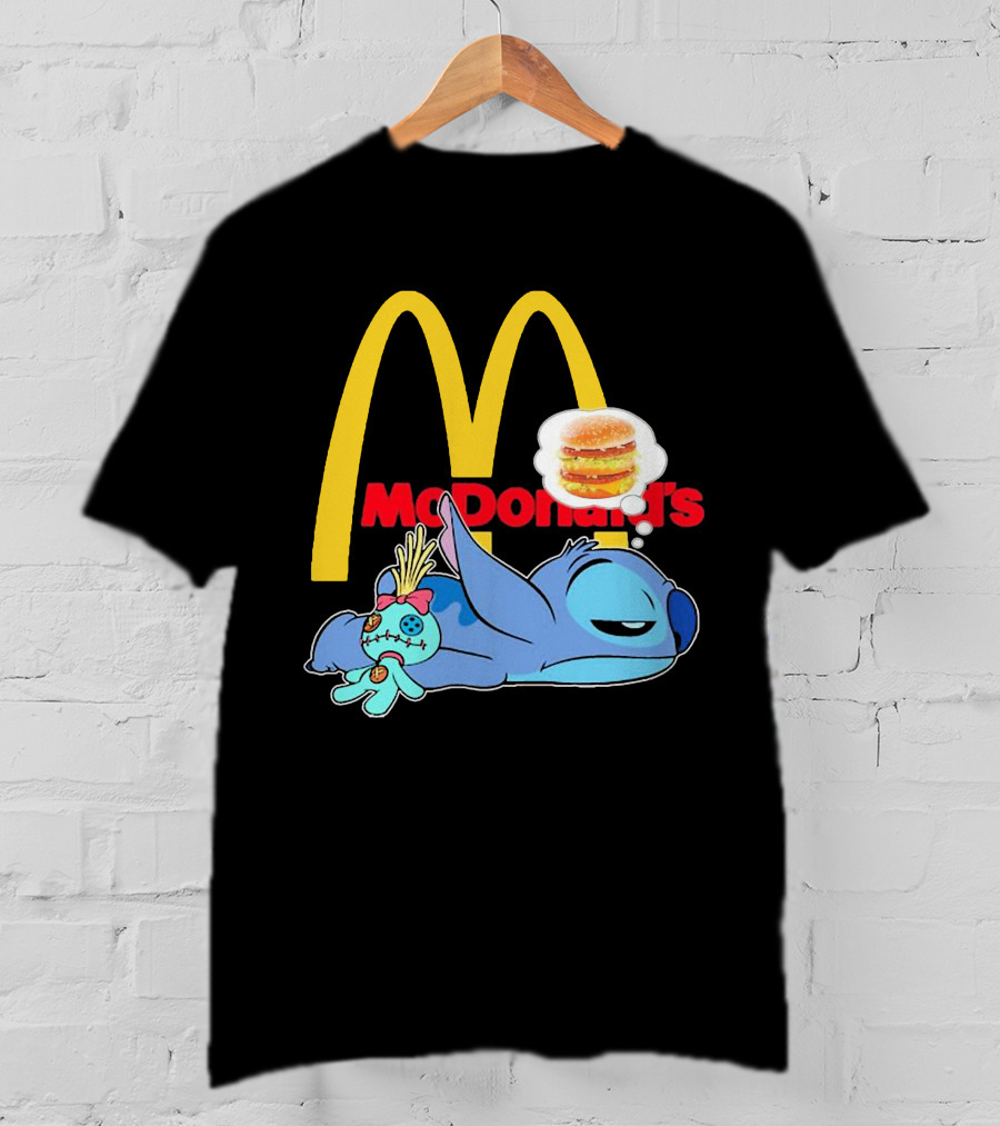 Stitch Sleeping Under McDonald's Golden Arches Dreaming Of Burger T-Shirt