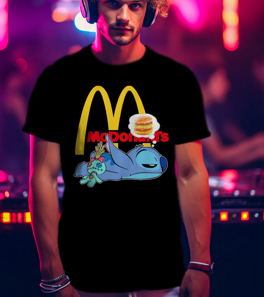 Stitch Sleeping Under McDonald's Golden Arches Dreaming Of Burger T-Shirt