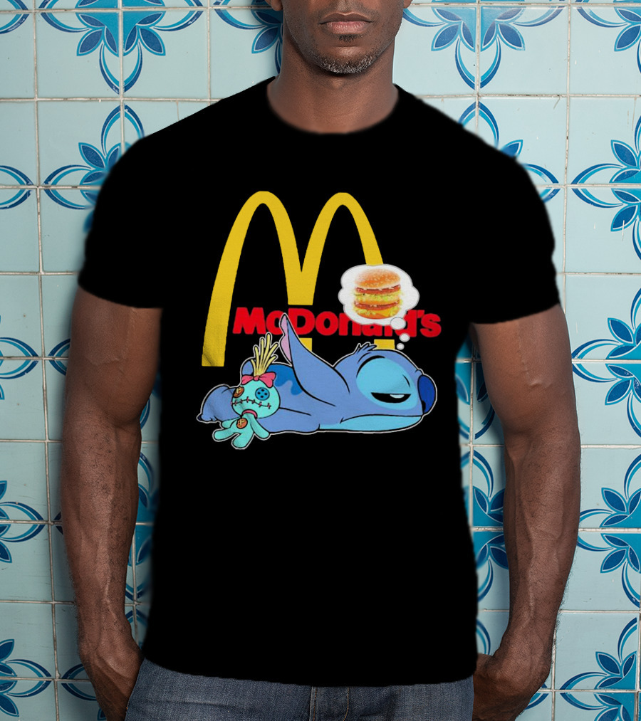 Stitch Sleeping Under McDonald's Golden Arches Dreaming Of Burger T-Shirt
