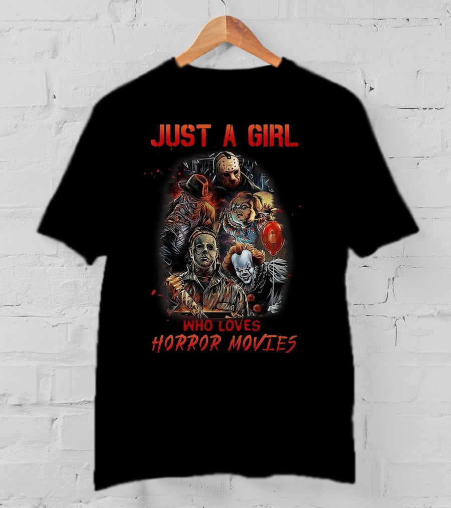 Just A Girl Who Loves Horror Movies With Iconic Slashers T-Shirt
