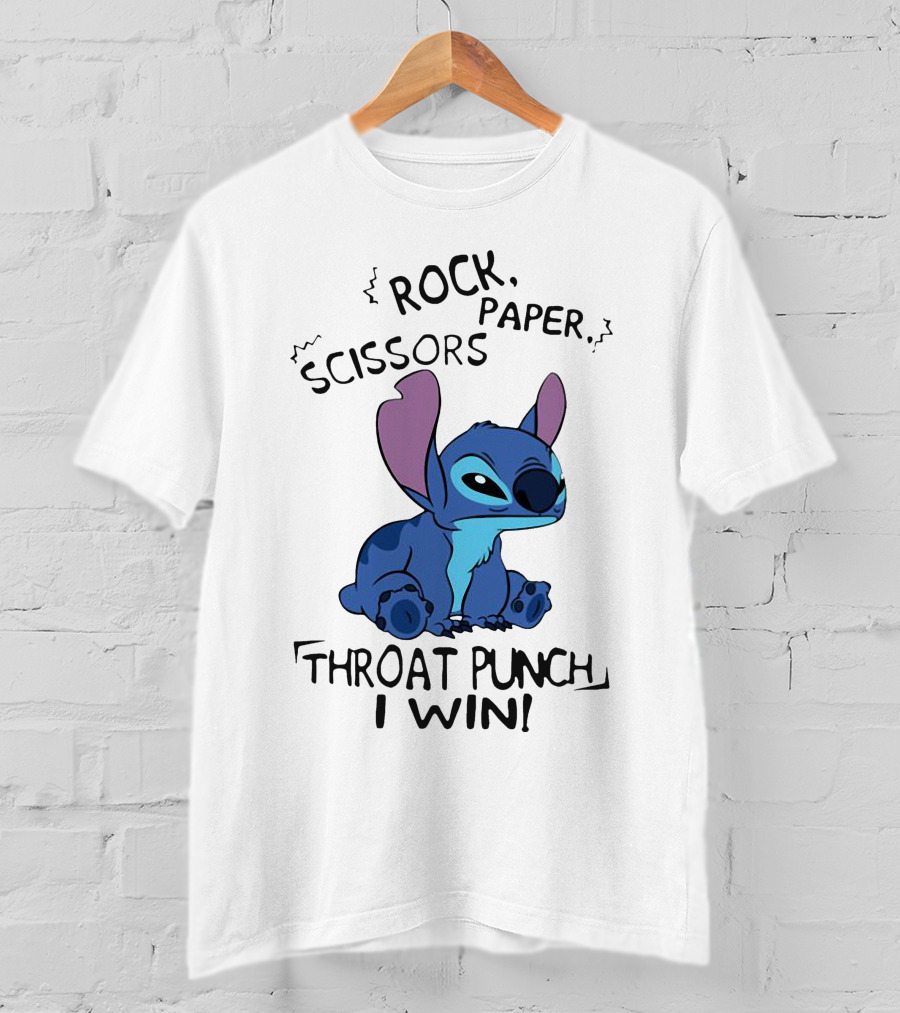 Stitch Rock Paper Scissors Throat Punch I Win T-Shirt