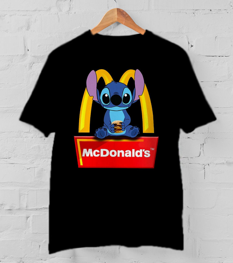 Baby Stitch Holding McDonald's Burger In Iconic T-Shirt