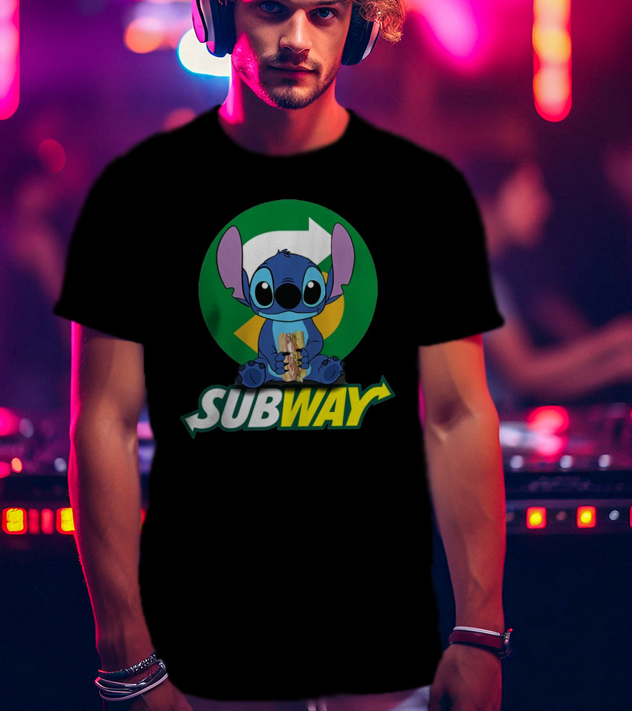 Baby Stitch Holding Subway Sandwich T-Shirt
