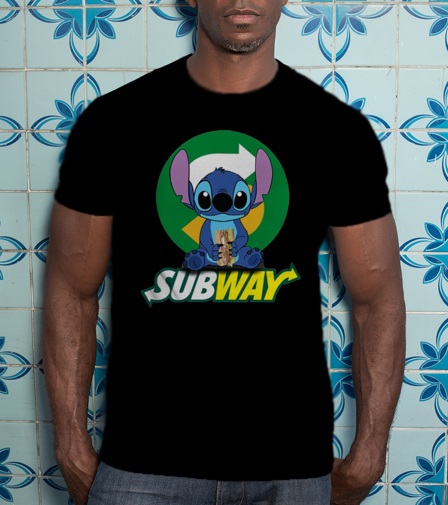 Baby Stitch Holding Subway Sandwich T-Shirt