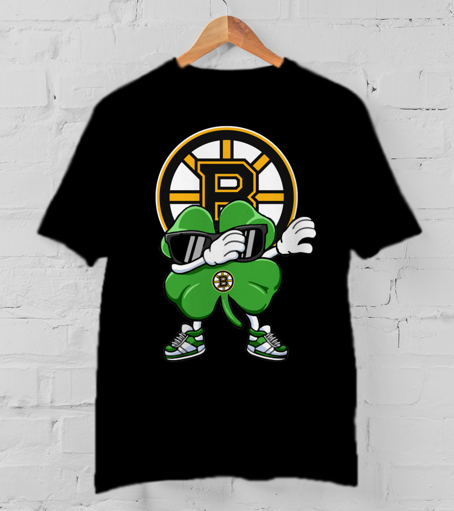 Boston Bruins Clover Dab Hockey Luck T-Shirt