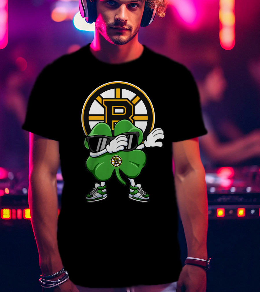 Boston Bruins Clover Dab Hockey Luck T-Shirt